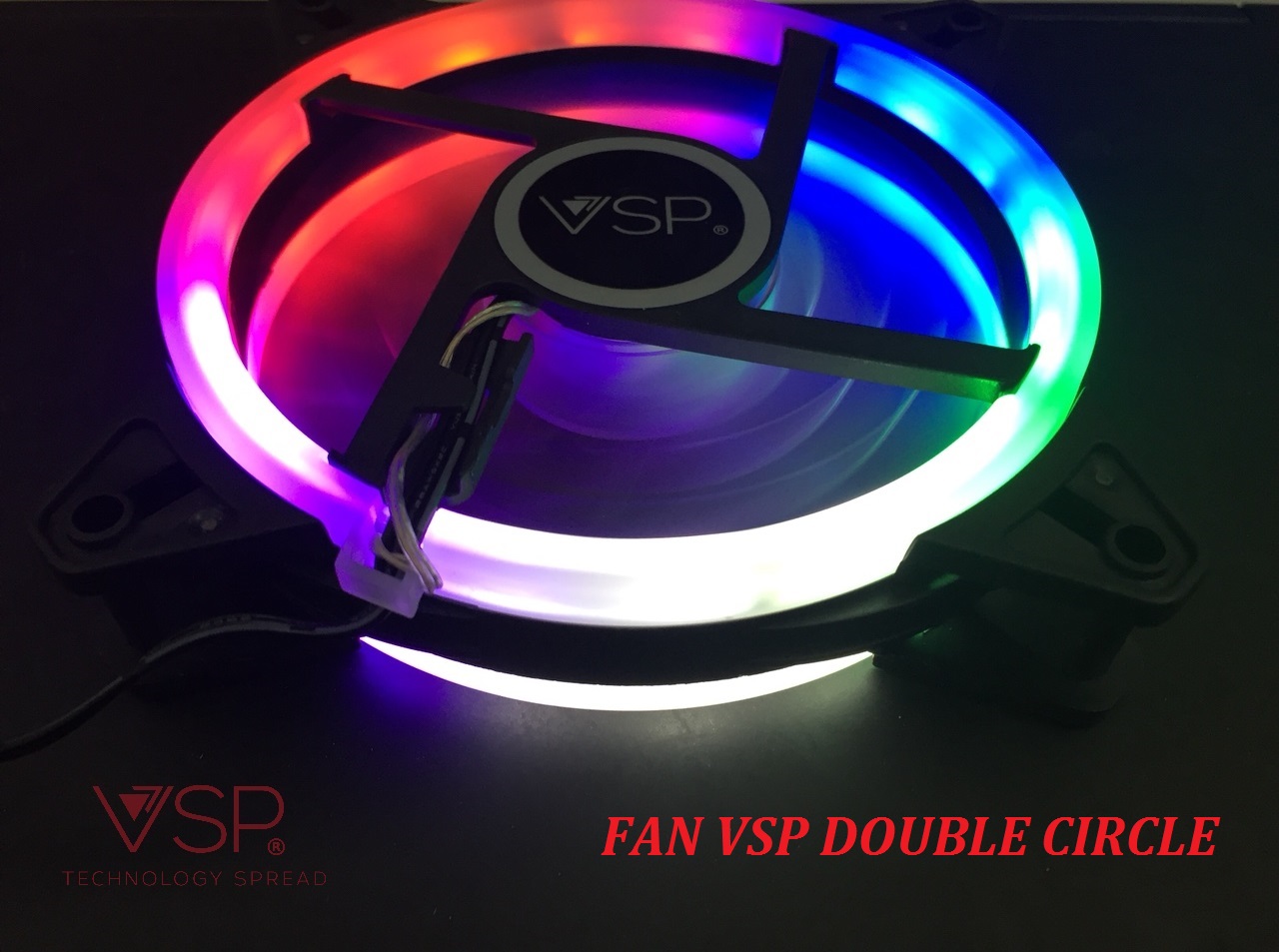 Fan case VSP 12CM Led double circle - Hàng Nhập Khẩu