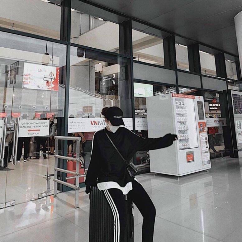 Bộ Thể Thao Nữ Áo Phối Vạt Sơ Mi Quần Legging 3 Sọc 103