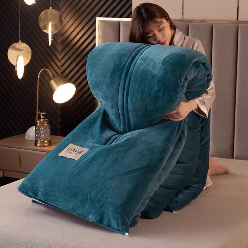 Chăn nhung sữa, chăn đông nỉ mịn Home 1 màu hàng nhập khẩu nặng 4kg