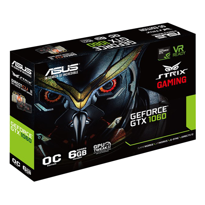 Card Màn Hình VGA ASUS STRIX-GTX1060-DC2O6G GDDR5 6GB 192-bit - Hàng Chính Hãng