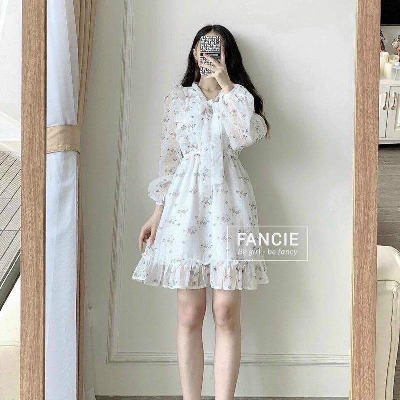 VÁY TRẮNG TAY PHỒNG REN HẠT Mint Official