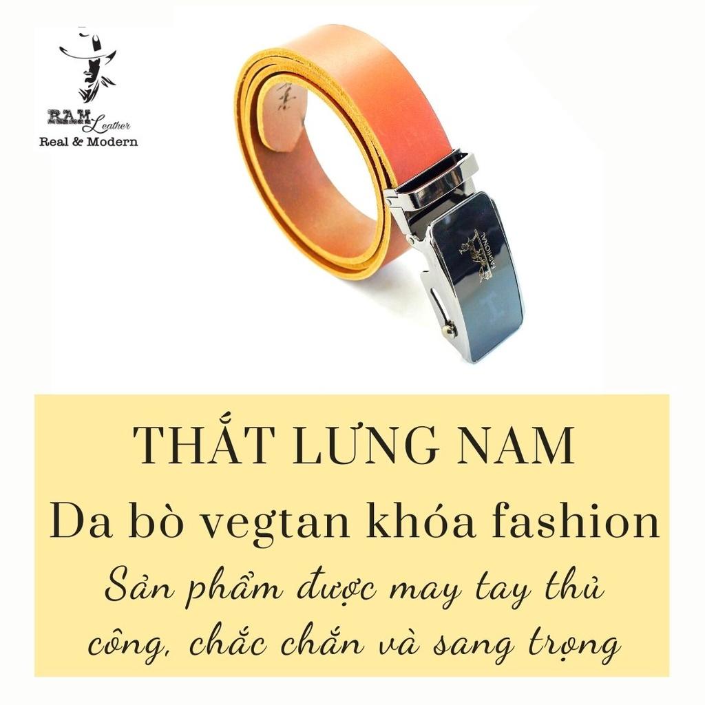 Thắt lưng nam da bò vegtan thảo mộc Ý cao cấp khóa fashion - RAM