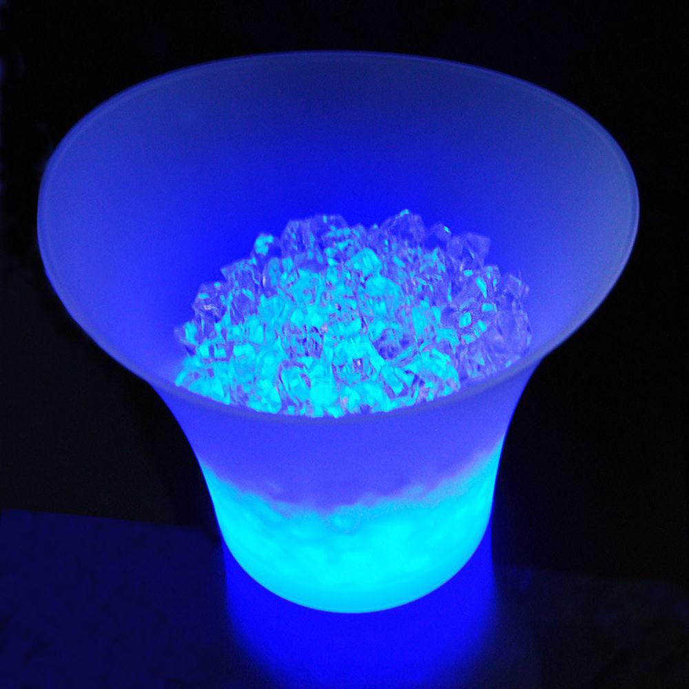 2x LED 5L Round Ice Bucket Champagne Wine Beer Holder Cooler Xmas Pub Party