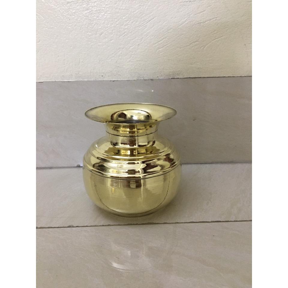 Ống nhổ bã trầu bằng đồng vàng bóng cao 13cm