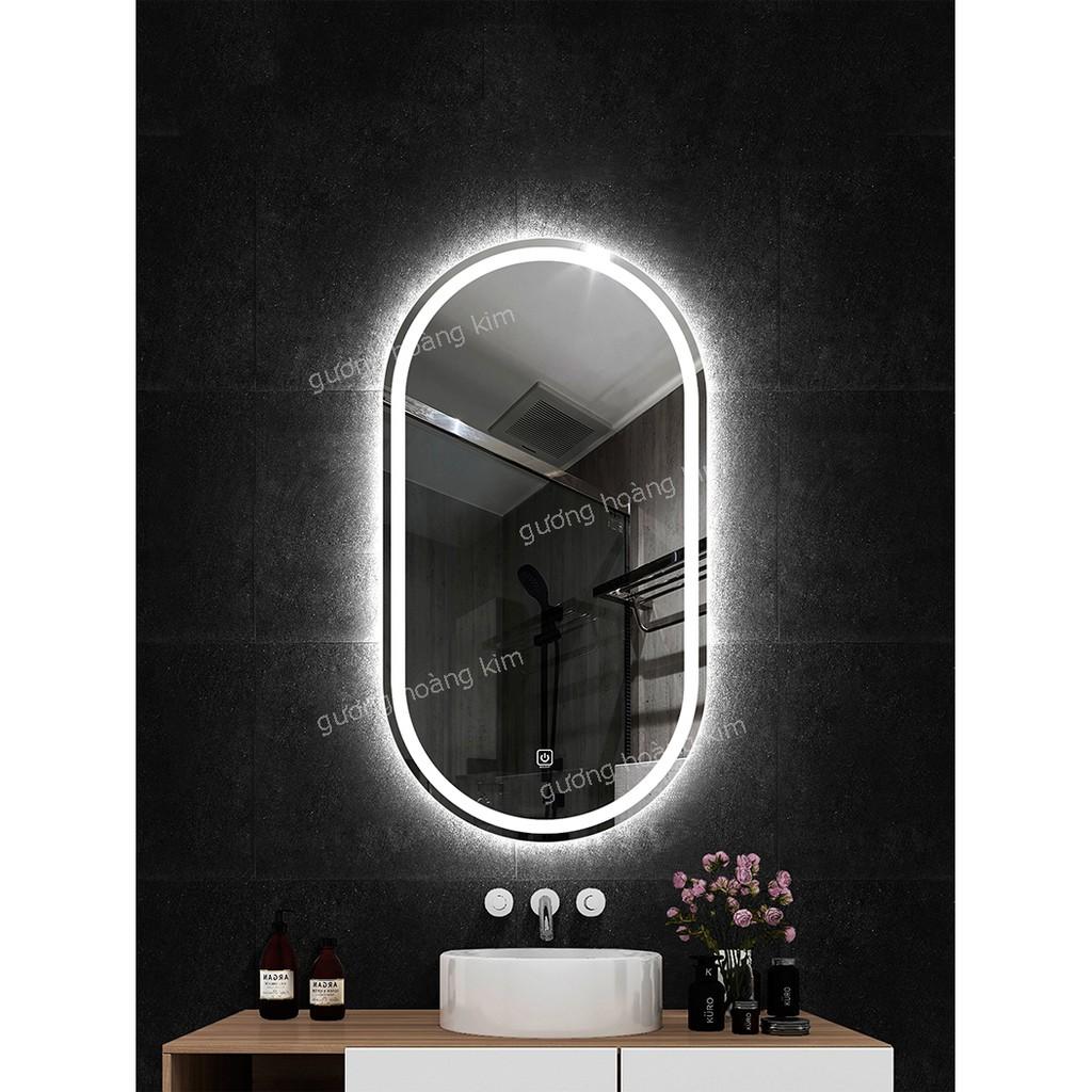Gương elip oval bầu dục trang điển treo tường đèn led cảm ứng thông minh kích thước 50x90 cm- guong mirror