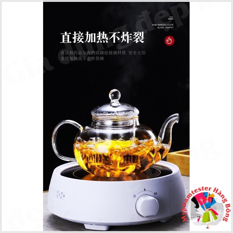 Combo ấm trà lọc 600ml và đế nến tim thuỷ tinh