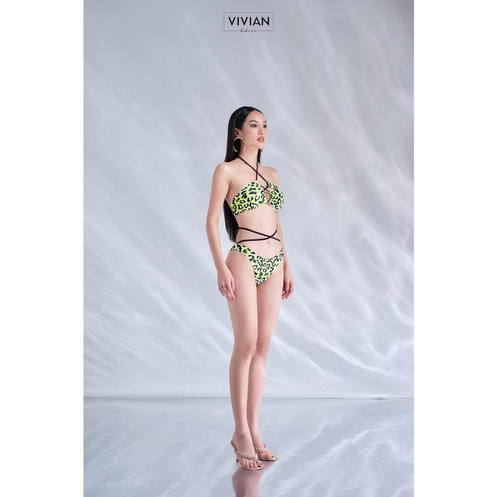 Đồ bơi nữ cao cấp  dạng hai mảnh áo ống phối dây tạo hình - Xanh lá cây - VS186_GN