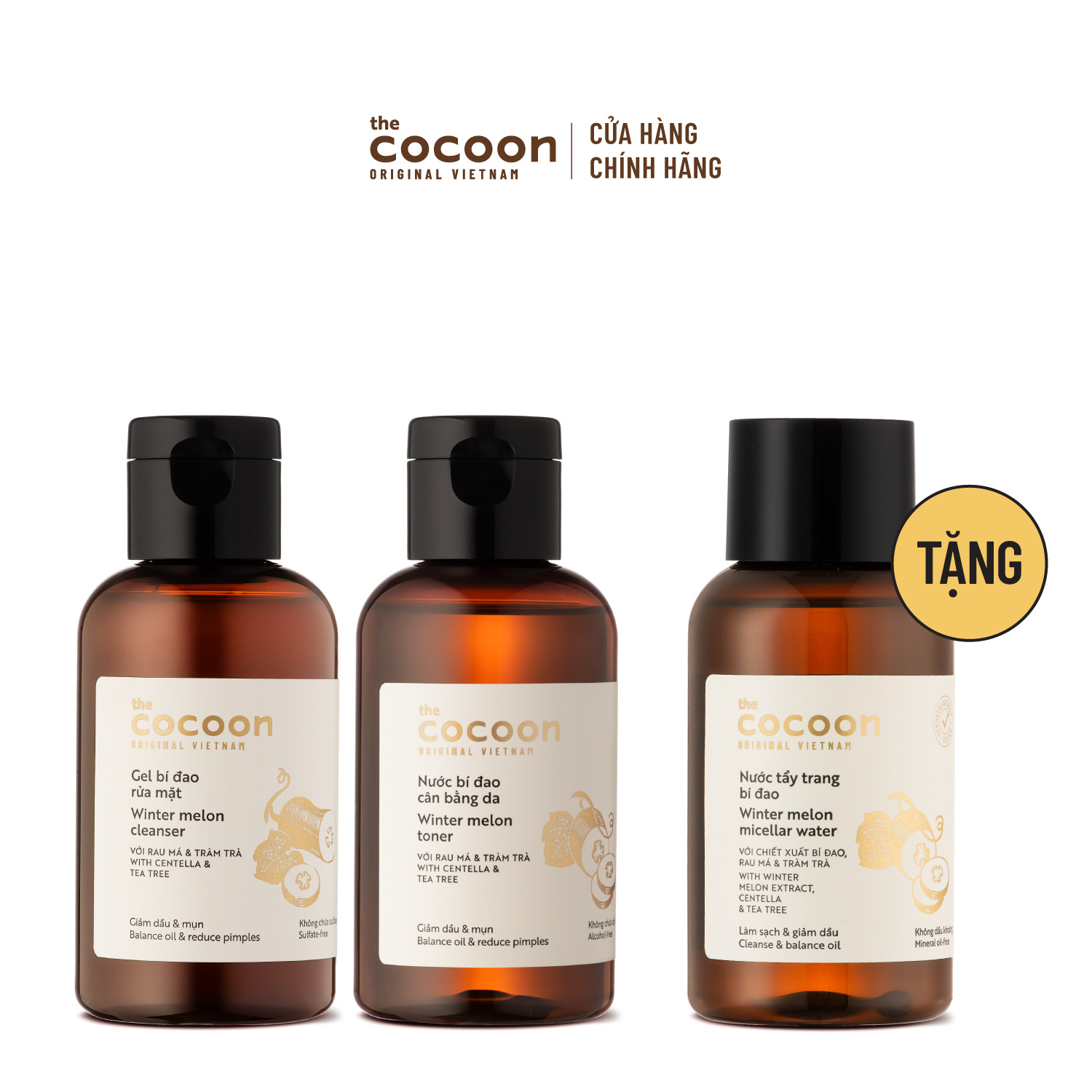 SPECIAL COMBO làm sạch + cân bằng cho da mụn Cocoon - Tặng nước tẩy trang bí đao Cocoon 140ml