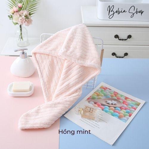 Khăn quấn tóc ủ tóc nhanh khô cao cấp Lông cừu công nghệ Nhật siêu mềm, siêu thấm, siêu dày 26x67cm
