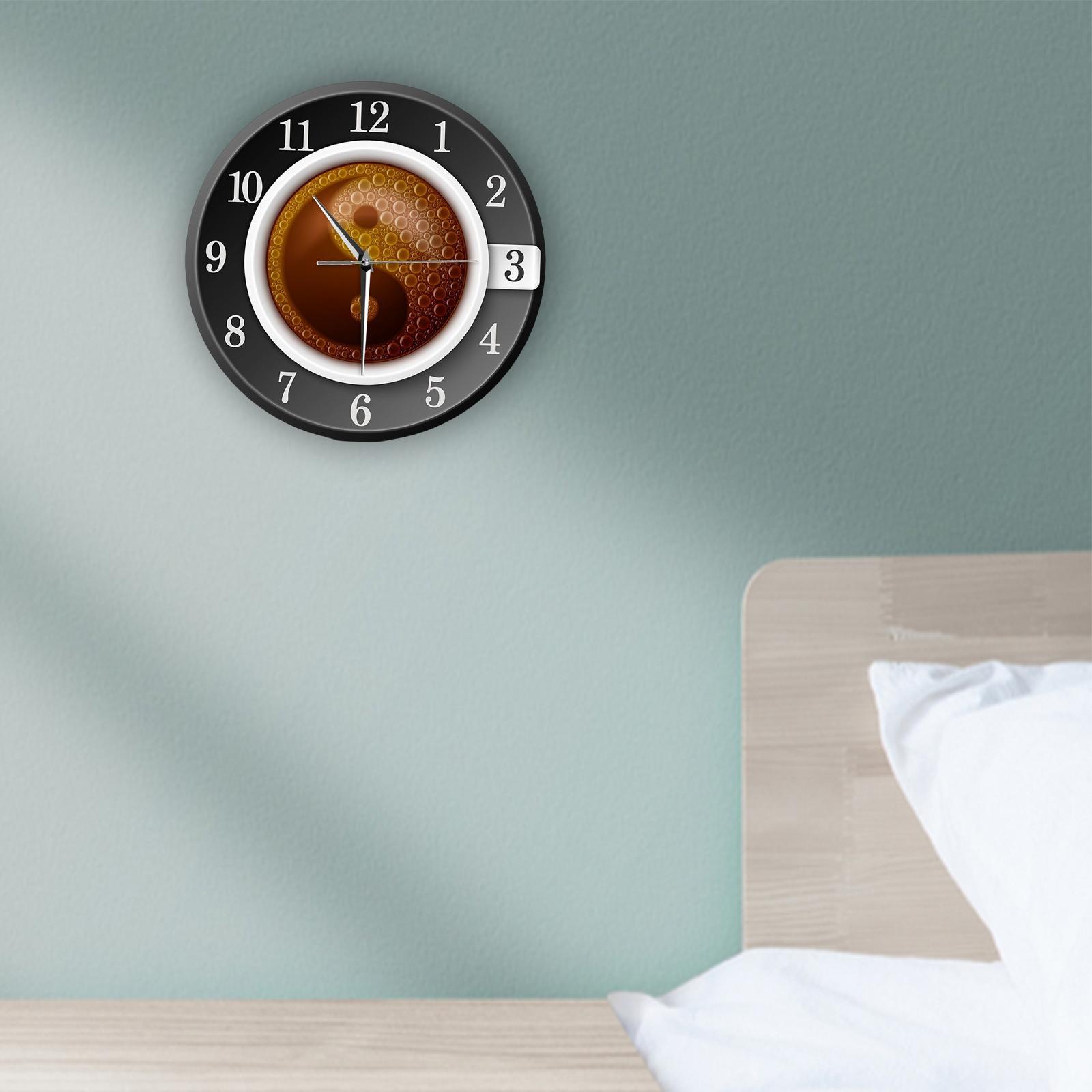 Creative Coffee Cup Wall Clock 12 inch for Study Room Cafe Shop Decorative