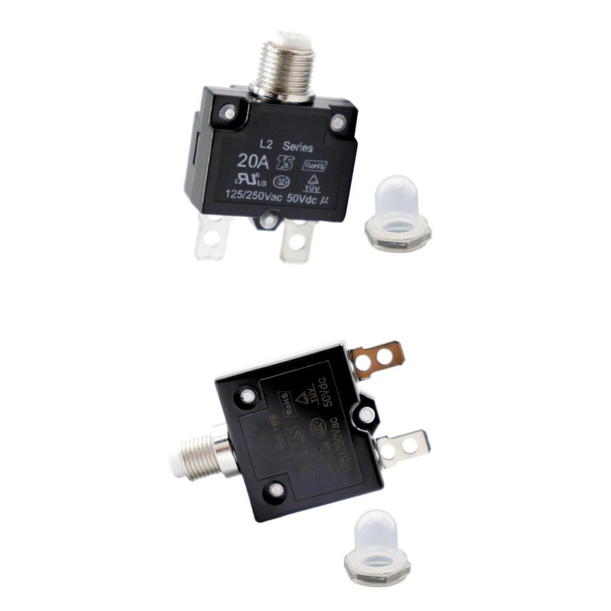2PCS Circuit Breaker 20A/30A Push Button Reset Thermal Panel Mount 125/250V