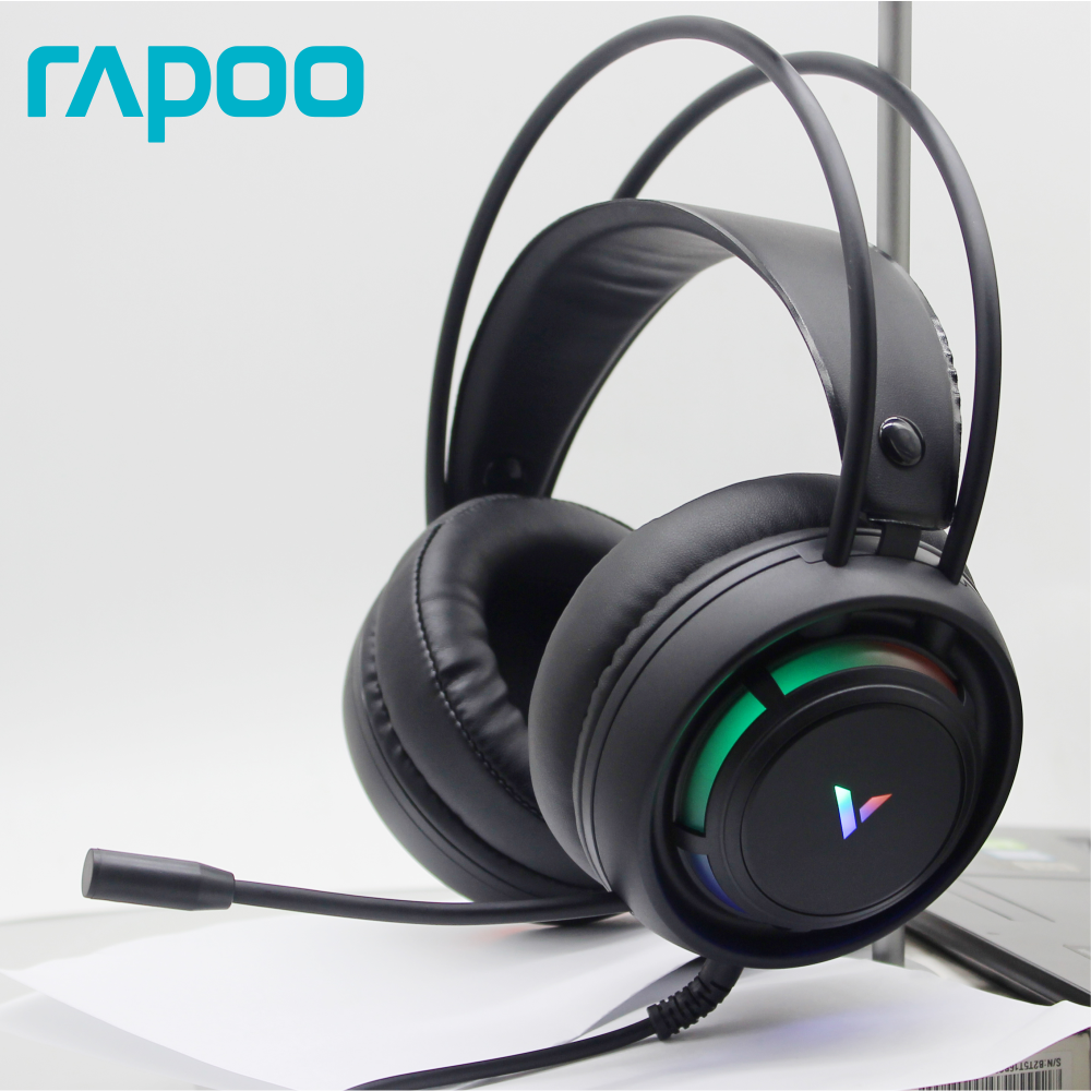 Tai Nghe Gaming Chụp Tai RAPOO VH360 Đèn LED RGB, Chống Ồn, Dây Cắm USB Dài 2M - Hàng Chính Hãng