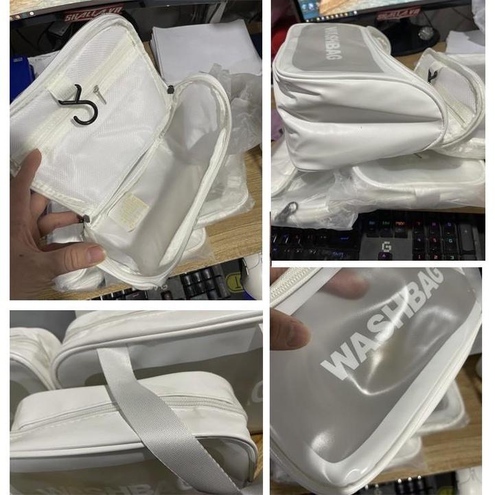 Túi Đựng đồ trang điểm trong suốt washbag Combo 6 nhựa PVC da Pu 3 màu đi bơi đi biển du lịch