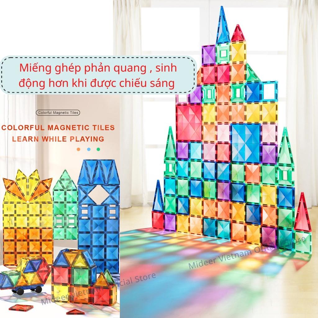 Xếp Hình Nam Châm lắp ráp Mideer Colorful Magnetic Tiles ghép hình nam châm ánh sáng