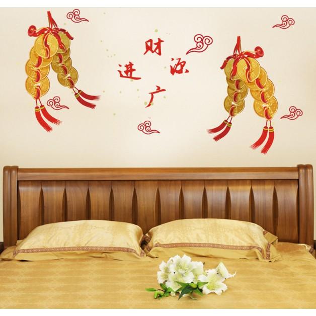 Decal trrang trí Tết - Dây Đồng Xu Vàng