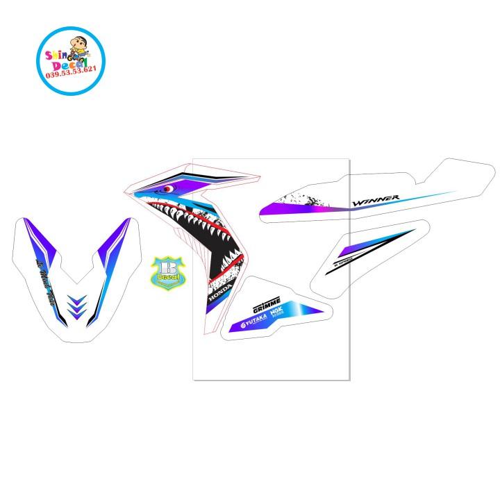 Tem rời winner cá mập dán xe trắng