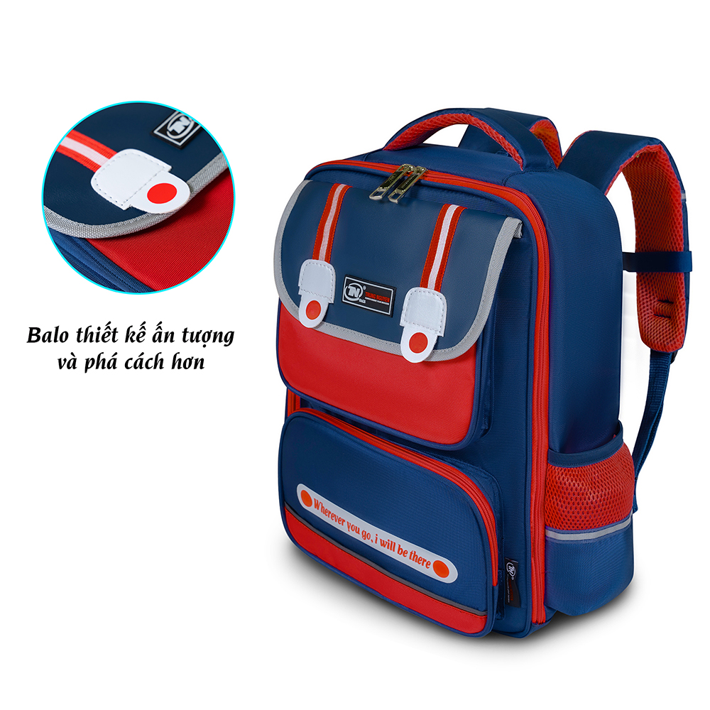 Balo Chống Gù TNBags Smart Red TN.B 3110, Balo Học Sinh làm bằng chất liệu Polyester, bền màu dễ dàng vệ sinh