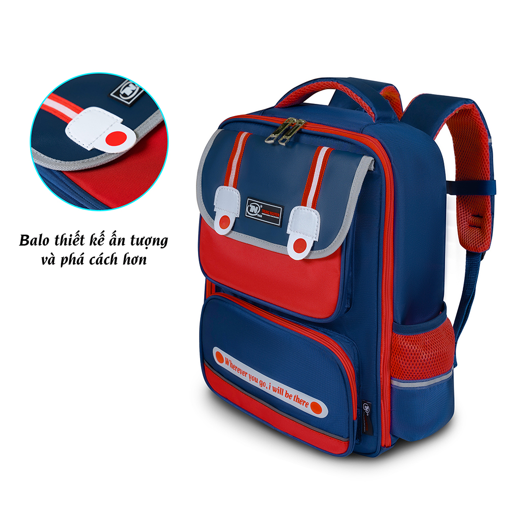 Balo Học Sinh TNBags Smart Red TN.B 3110 chất liệu Polyester chống thấm nước cao cấp