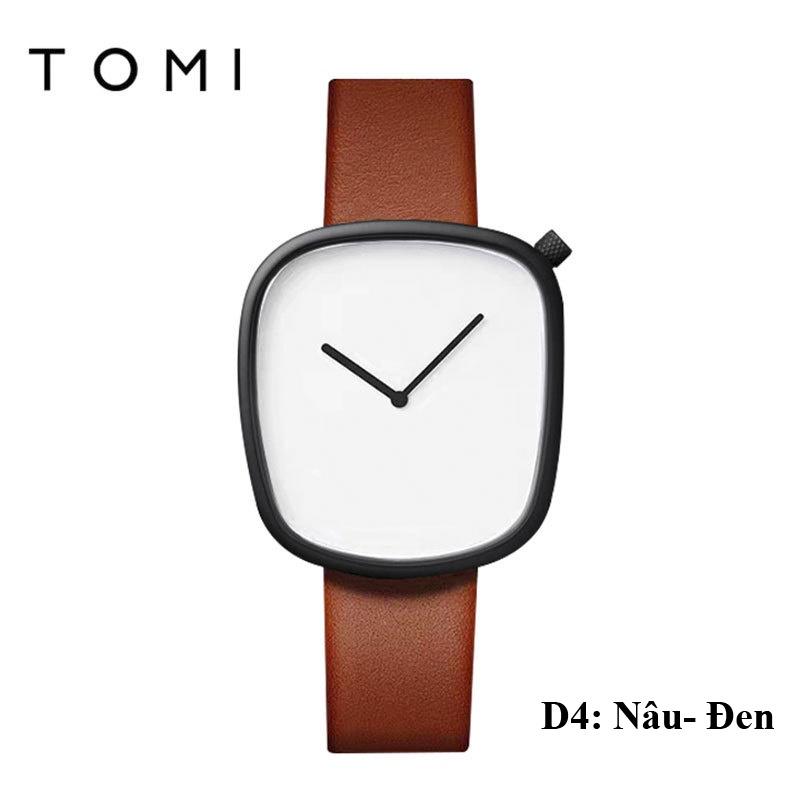 Đồng Hồ Nam Nữ Đeo Tay TOMI Unisex Chất Dây Da Đẹp Cao Cấp, Máy Thạch Anh Kiểu Dáng Trẻ Trung, Sang Trọng Nhiều Màu D102