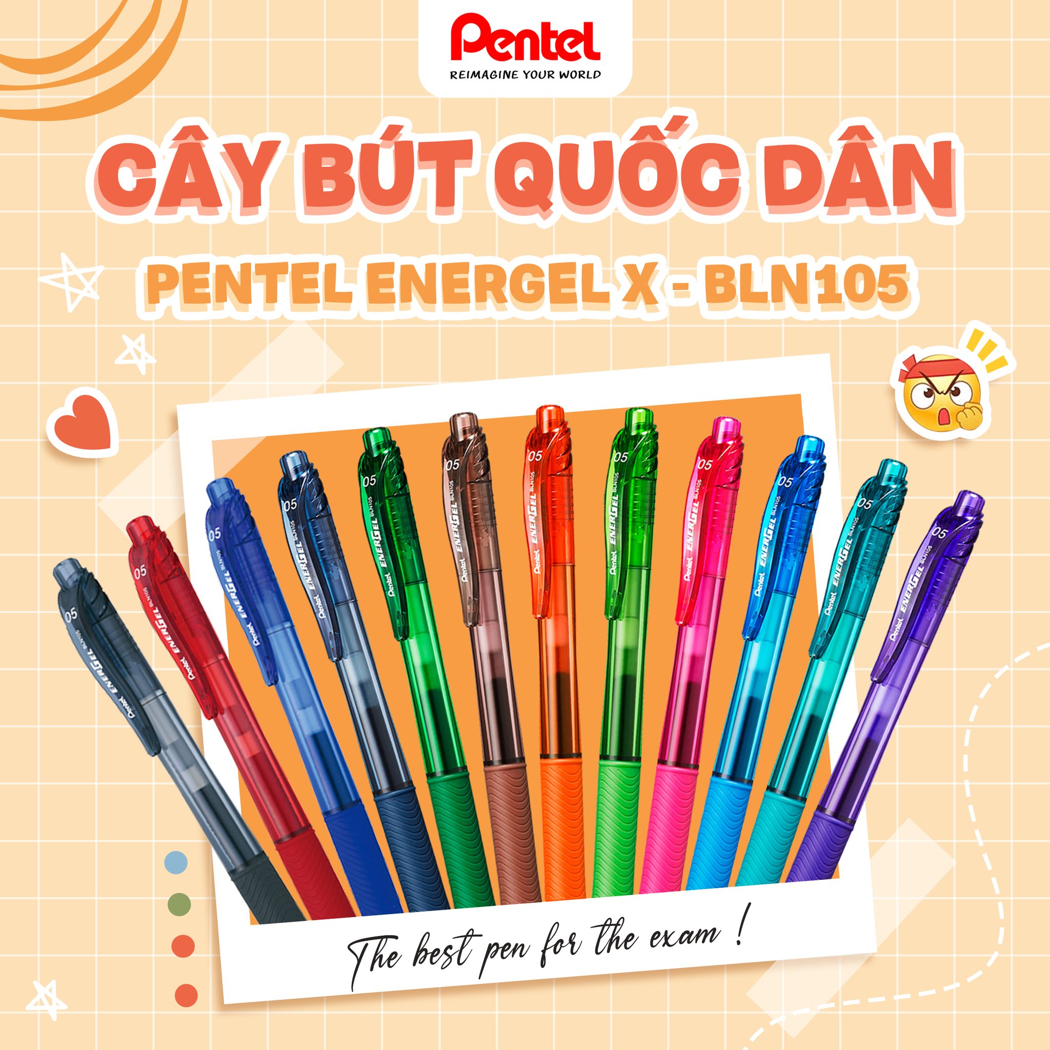 Bút bi gel bấm Pentel Energel BLN105 (0.5mm)