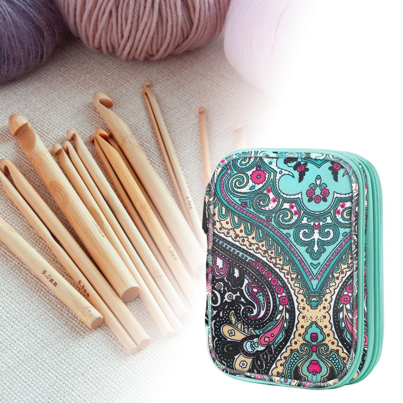 Knitting Storage Bag Crochet Hooks Organizer Double Layers with Zipper Knitting Bag Travel Organizer Length 17.5cm Knitting Case
