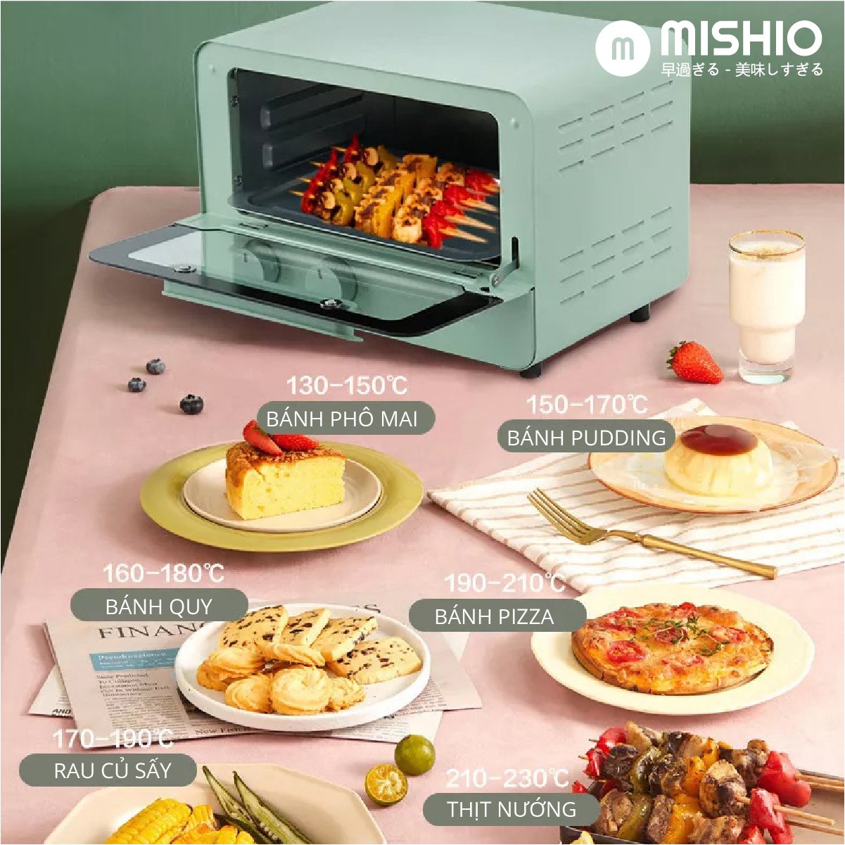 Lò nướng 12L Mishio MK342 dải nhiệt 60-230 độ