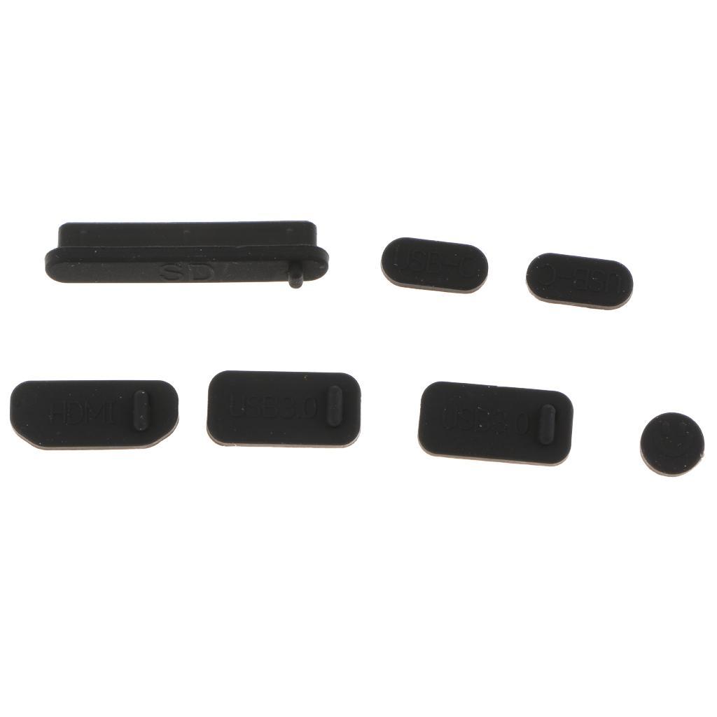 14 Pieces USB HDMI Audio Port Dustproof Plug Cover for PC Black + Red