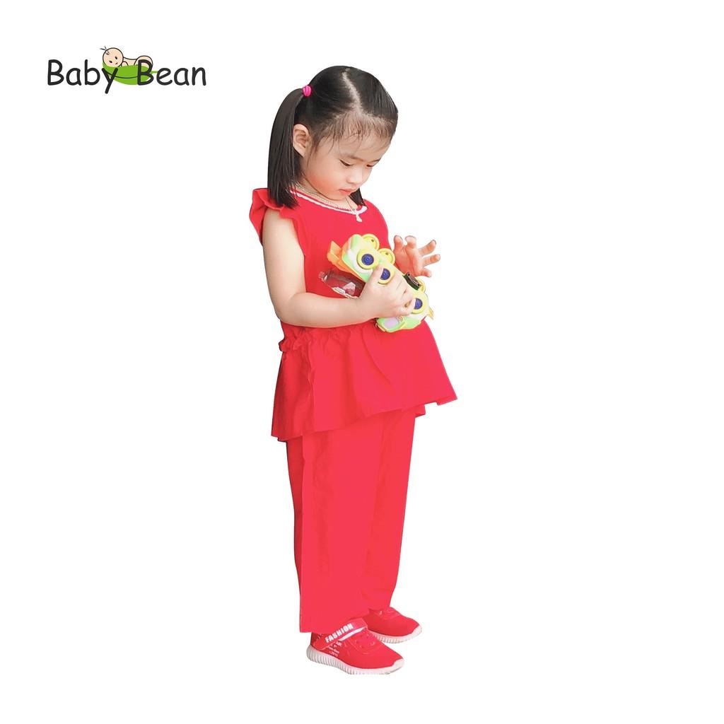 Đồ Bộ Đũi Tay Cánh Tiên Viền Cổ Nhún Bèo Bé Gái BabyBean (8kg-20kg)