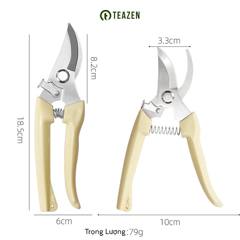 Kéo cắt cành lưỡi thép không rỉ siêu sắc bén tay cầm lò xo cộng lực chắc chắn có chốt an toàn - miếng lót chuột