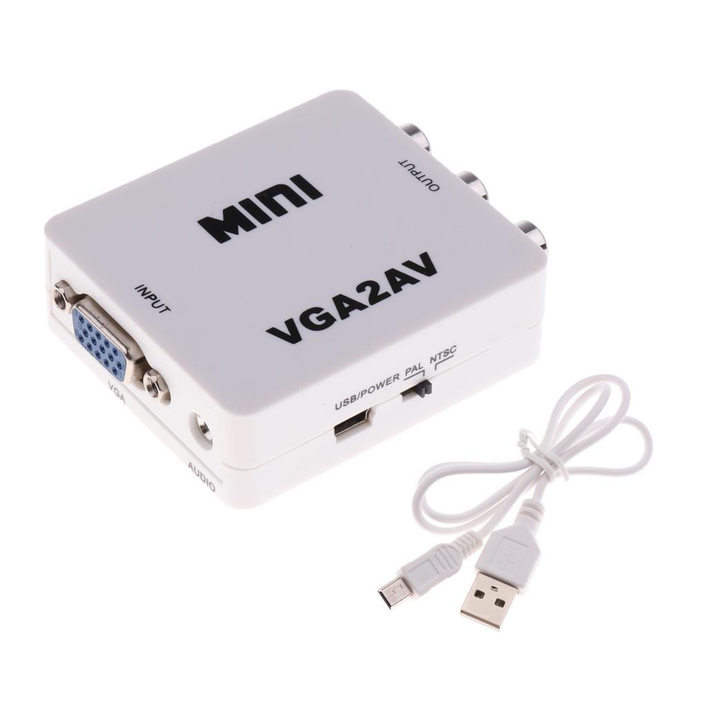VGA to RCA AV Converter VGA2AV Audio Adapter Support 1080P NTSC PAL for PC