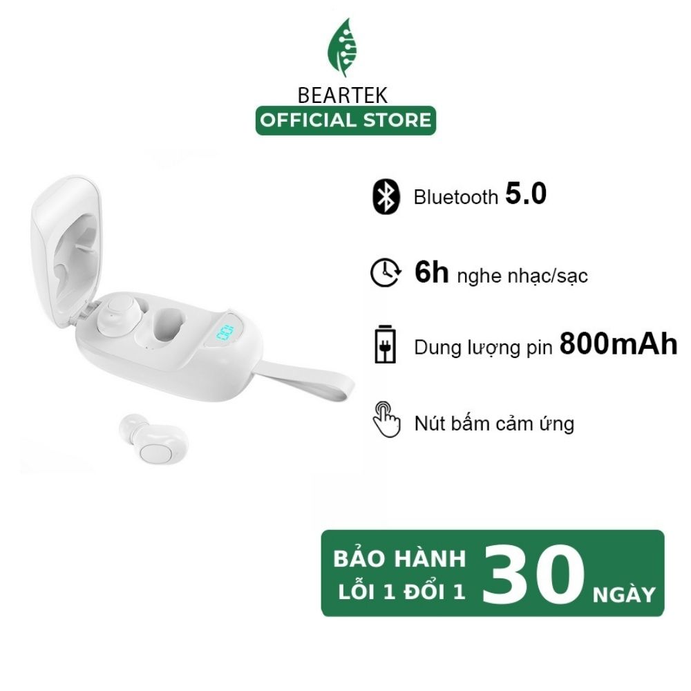 Tai nghe bluetooth BEARTEK LB60 – Kèm sạc dự phòng tiện lợi – Phù hợp sử dụng để học online, chơi game - Hàng nhập khẩu - TAI0LB60