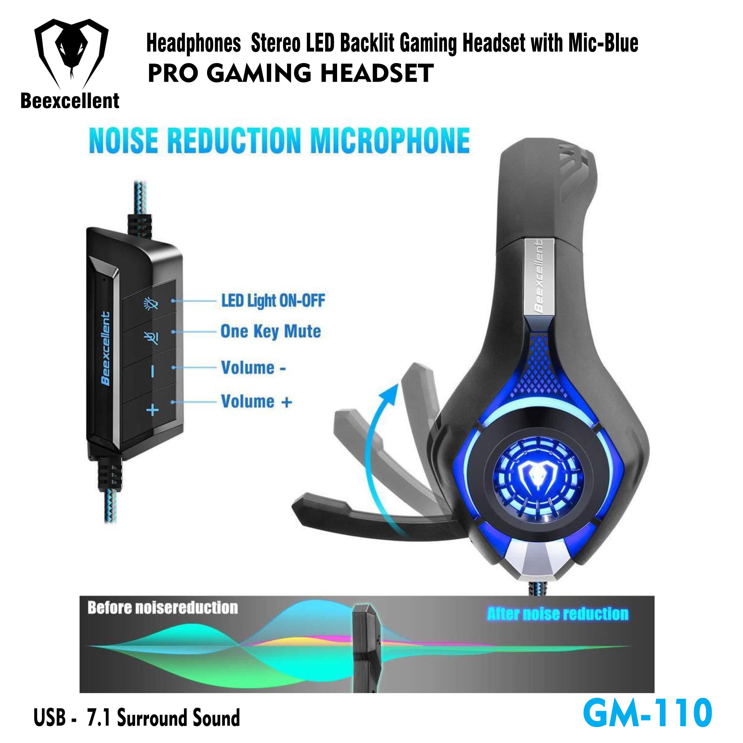 Tai Nghe Chụp Tai Beexcellent GM-110 7.1  LED Gaming - HN - HÀNG CHÍNH HÃNG