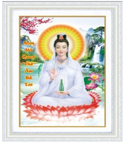 Tranh đính đá quan thế âm bồ tát LV352 37 x 51 cm chưa đính