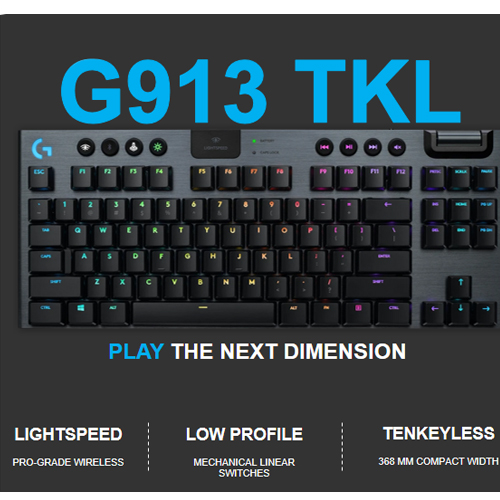 Bàn phím game cơ học không dây Lightspeed Logitech G913 TKL - Hàng Chính Hãng