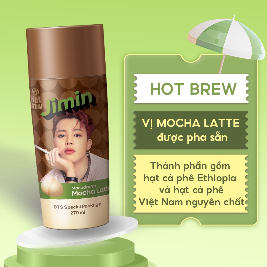 [Combo 7 chai] Cà phê Hot Brew vị Macadamia Mocha Latte Coffee phiên bản BTS - Cafe uống ngay có vị mocha, chocolate - Chai 270ml