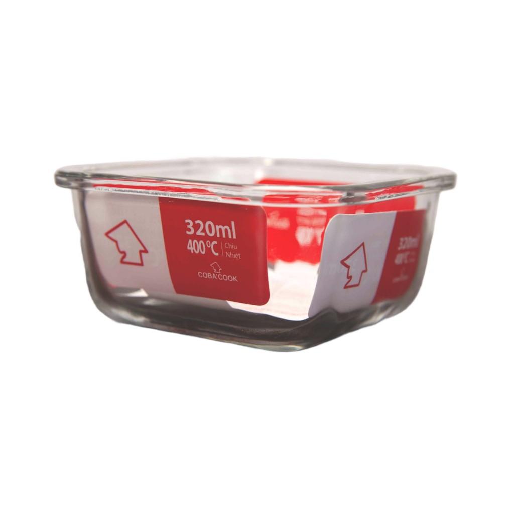 Bộ 3 hộp thủy tinh chịu nhiệt hình vuông dung tích 320ml- CCS33