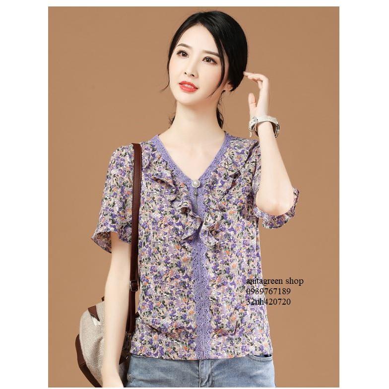 Nh420720-ÁO KIỂU BÈO HOA VIỀN REN
