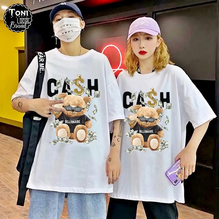 Áo Thun Tay Lỡ Local Brand CASH BEAR Cotton 100 form rộng nam nữ Unisex