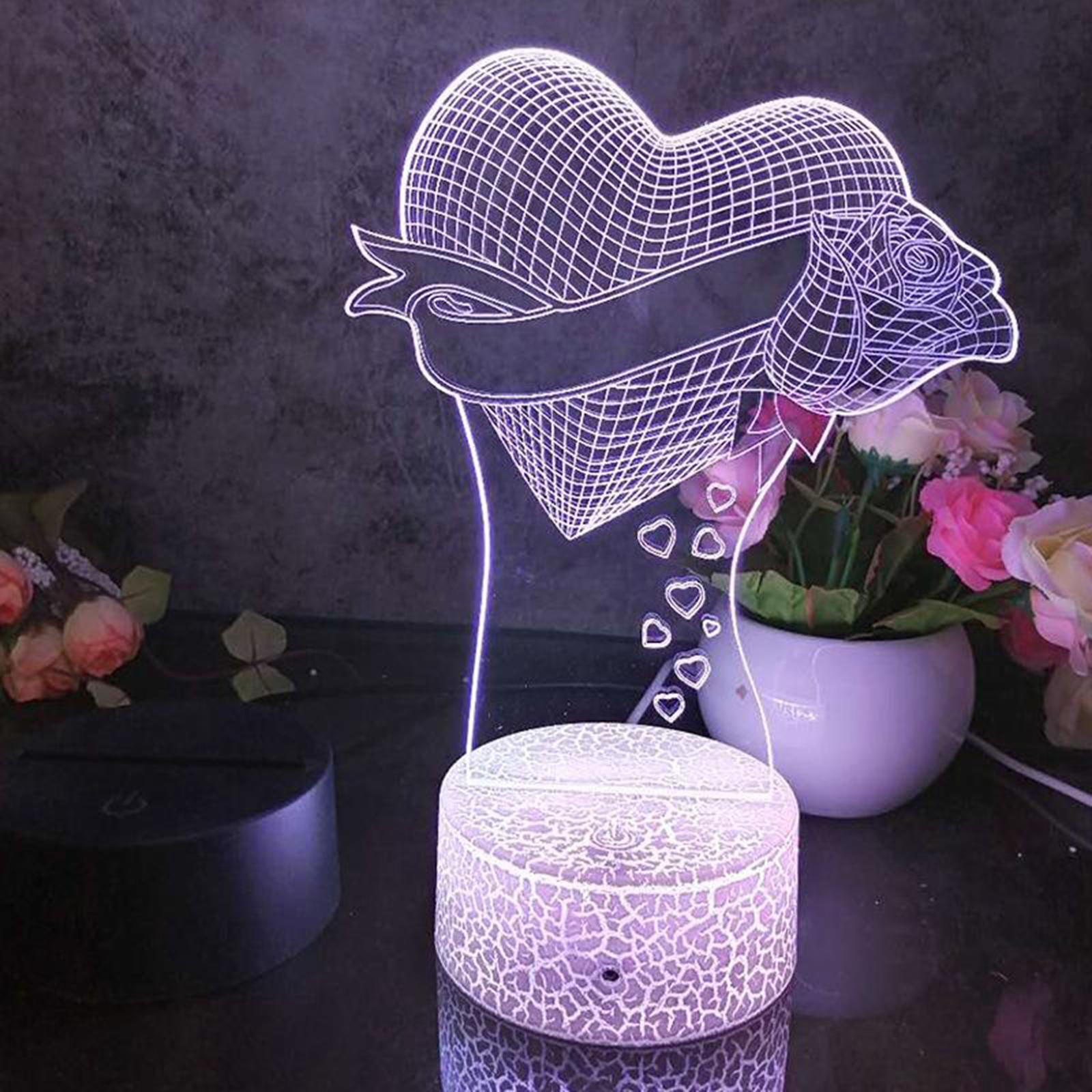 Premium 3D Night LED Light Replacement Base with Remote Control, USB Cable Adjustable 7 Colors Color Changing Lamp Decorative Lights Holder