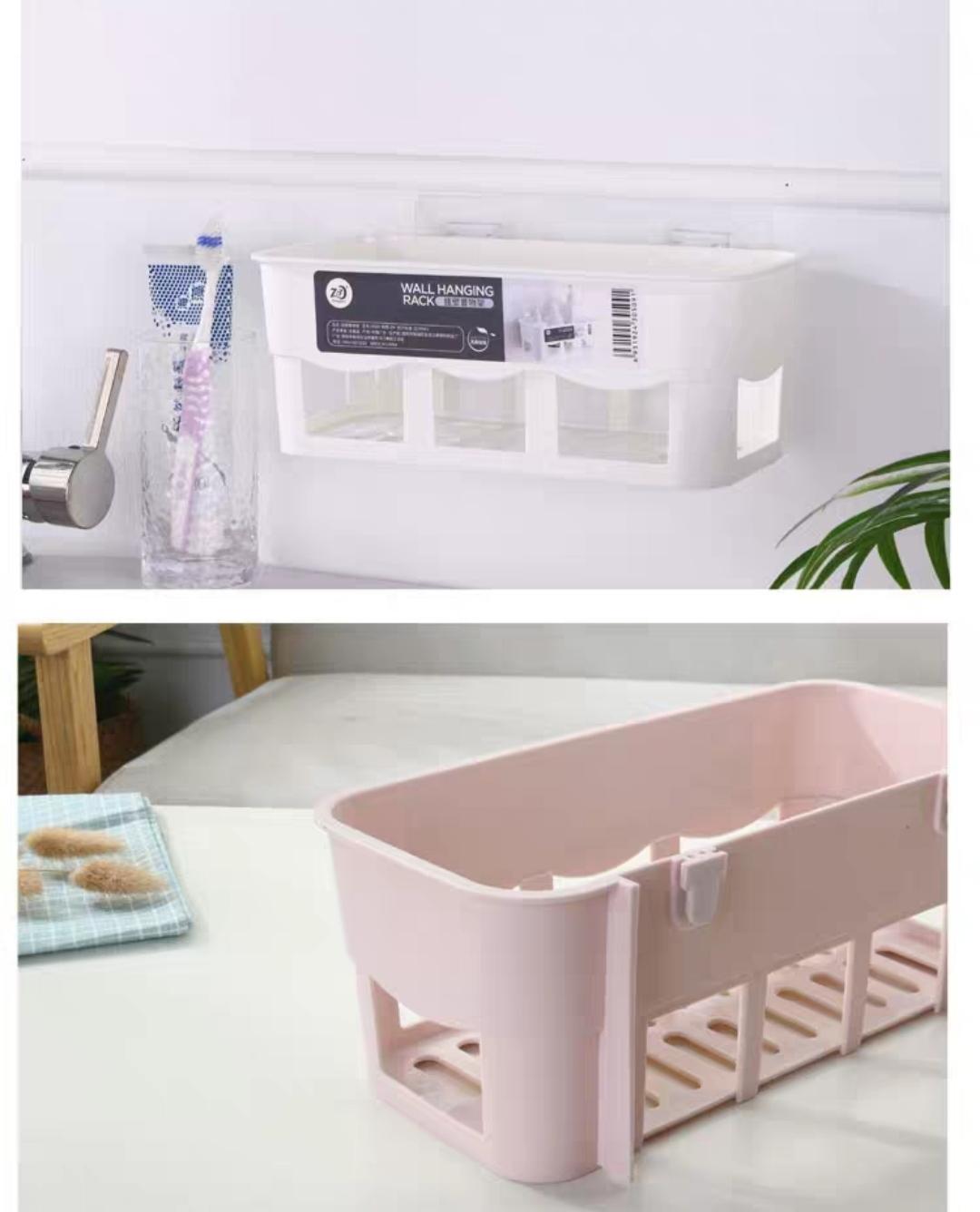 Kệ Nhựa Treo Tường Nhà Tắm, Nhà Bếp Dán Tường Chịu Lực - Giao Màu Ngẫu Nhiên - Hàng Loại 1
