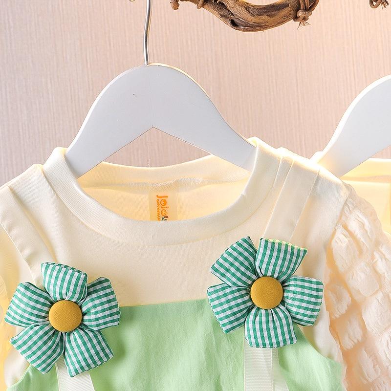 Váy đầm bé gái đính hoa giả yếm 2 tầng dễ thương