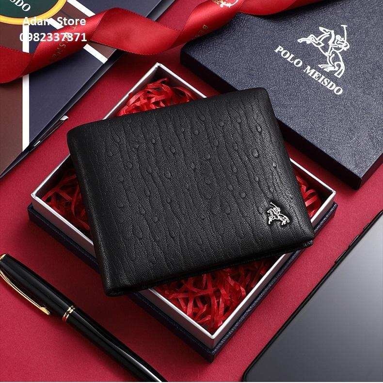 Ví Da Bò Nam Cao Cấp POLO MEISDO Full Hộp Phù Hợp Làm Quà Biếu Tặng Sinh Nhật PL39