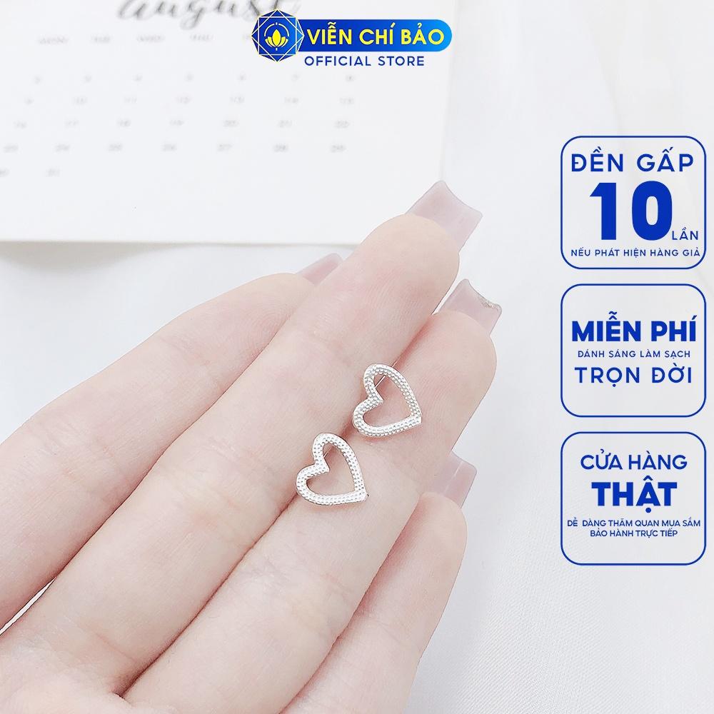 Bông tai bạc nữ hình trái tim chất liệu bạc 925 thời trang phụ kiện trang sức nữ thương hiệu Viễn Chí Bảo B400525