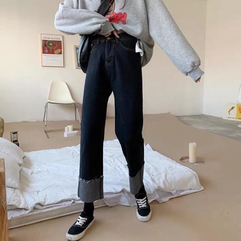 Quần Jeans xắn gấu phong cách Ulzzang Hàn Quốc