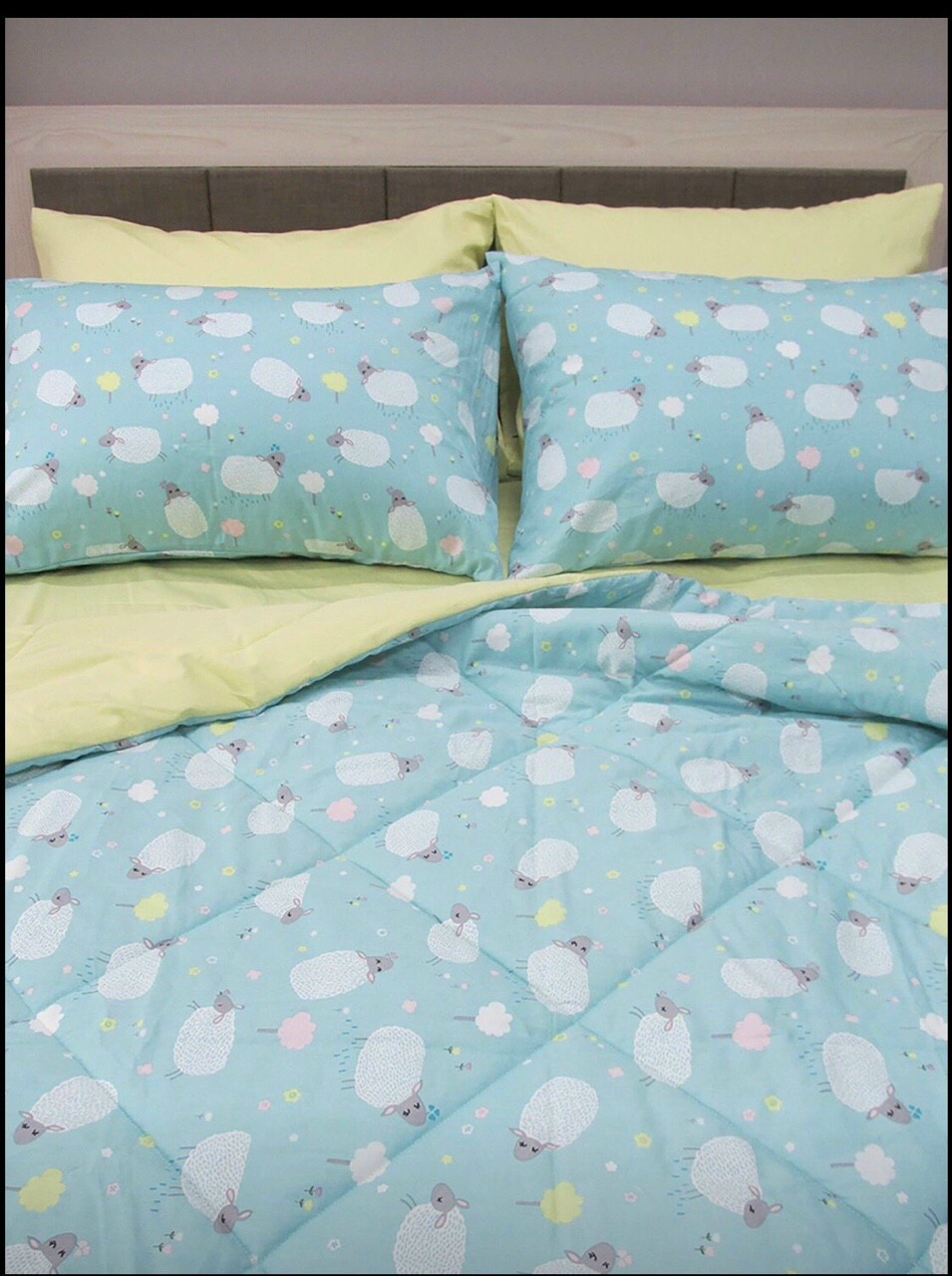 Bộ Ga Gối Vải Cotton Hàn Quốc 4 Món Nệm 20 CM