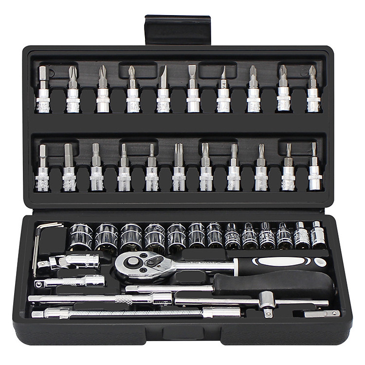 Bộ 46 Cái Tuốc Nơ Vít Kết Hợp Ổ Cắm Cờ Lê, Bộ Dụng Cụ Sửa Chữa Tự Động Tay Áo Công Cụ Tay Áo