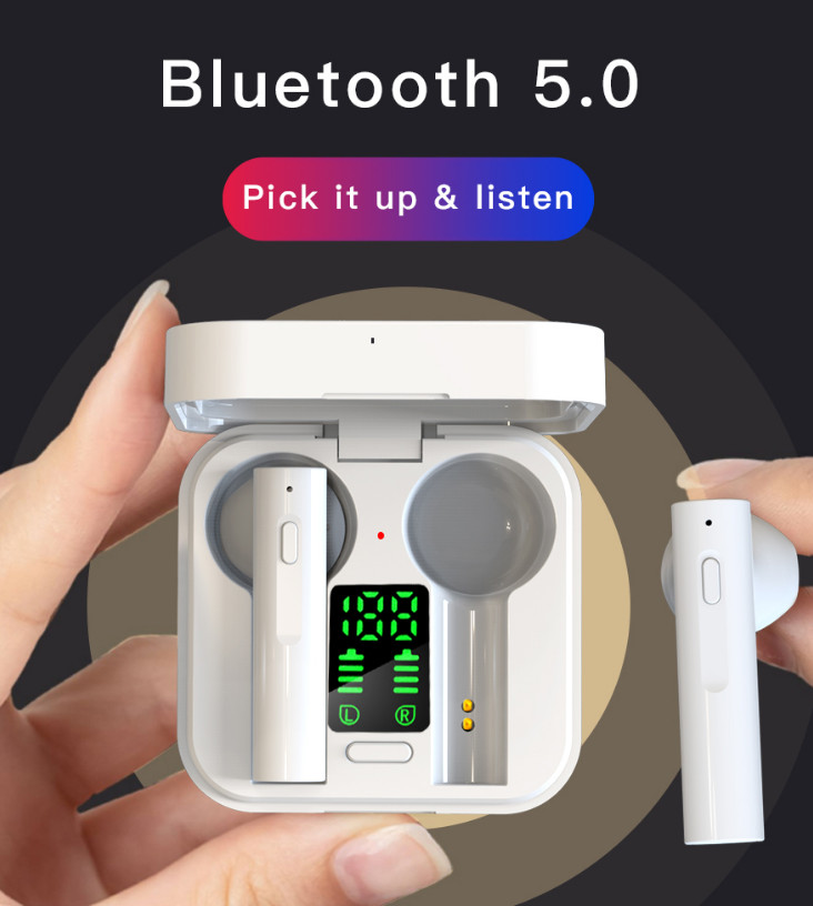 Tai nghe Không dây Bluetooth 5.0 AI6 plus có hộp sạc, thiết kế mini, dùng để chơi game sạc pin hấp thụ năng lượng mặt trời - Hàng chính hãng Like Tech