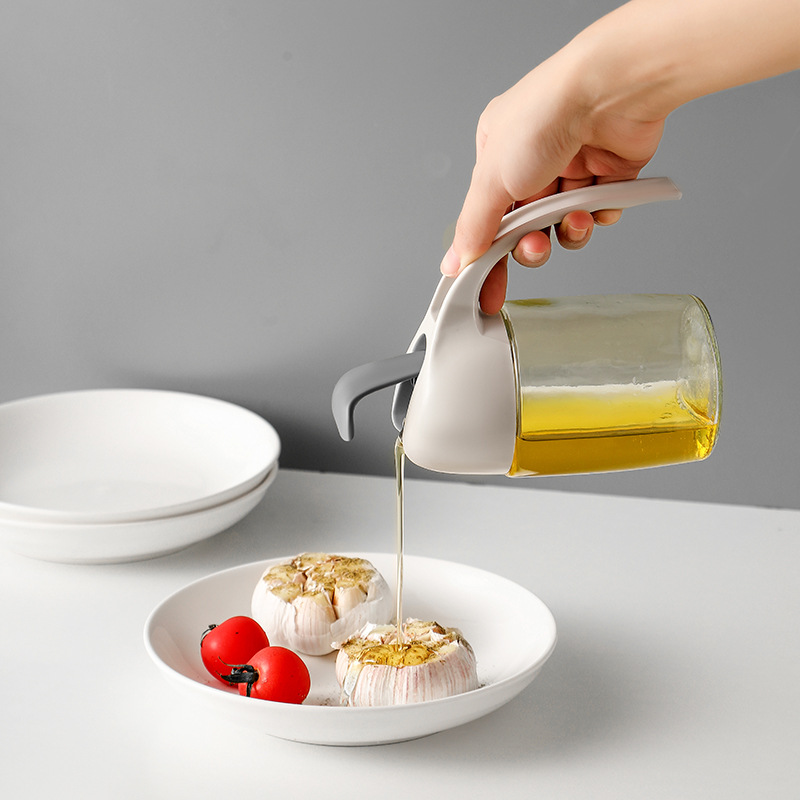 Bình Đựng Dầu Ăn, Nước Mắm, Xì Dầu, Mật Ong Tự Động Mở Nắp Khi Rót 630ml Bình Thủy Tinh Đựng Dầu Ăn