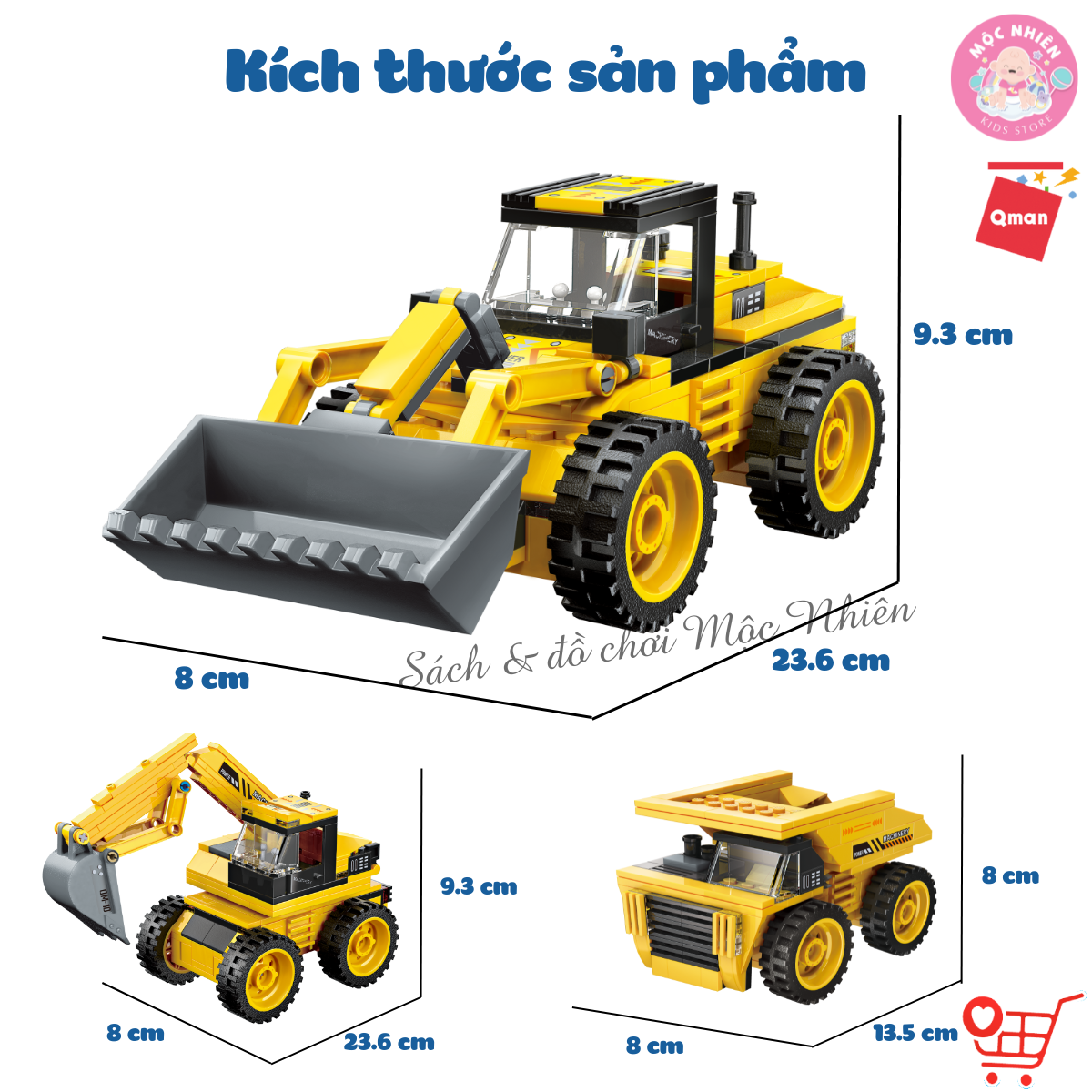 Đồ chơi xếp hình lắp ráp Qman 42110 - Xe xây dựng (203 mảnh ghép) - Dành cho bé từ 6 tuổi