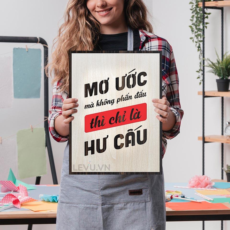 Tranh Slogan khẩu hiệu LEVU LV116 "Mơ ước mà không phấn đấu thì chỉ là hư cấu"